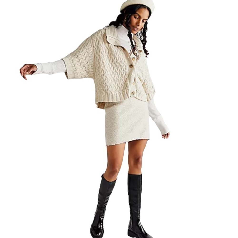 Free People Mae Sweater Mini Skirt Au Lait Sz XS